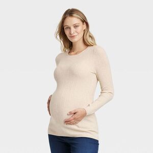 NWT Ribbed Lightweight Crew Neck Maternity Sweater - Isabel Maternity by Ingrid